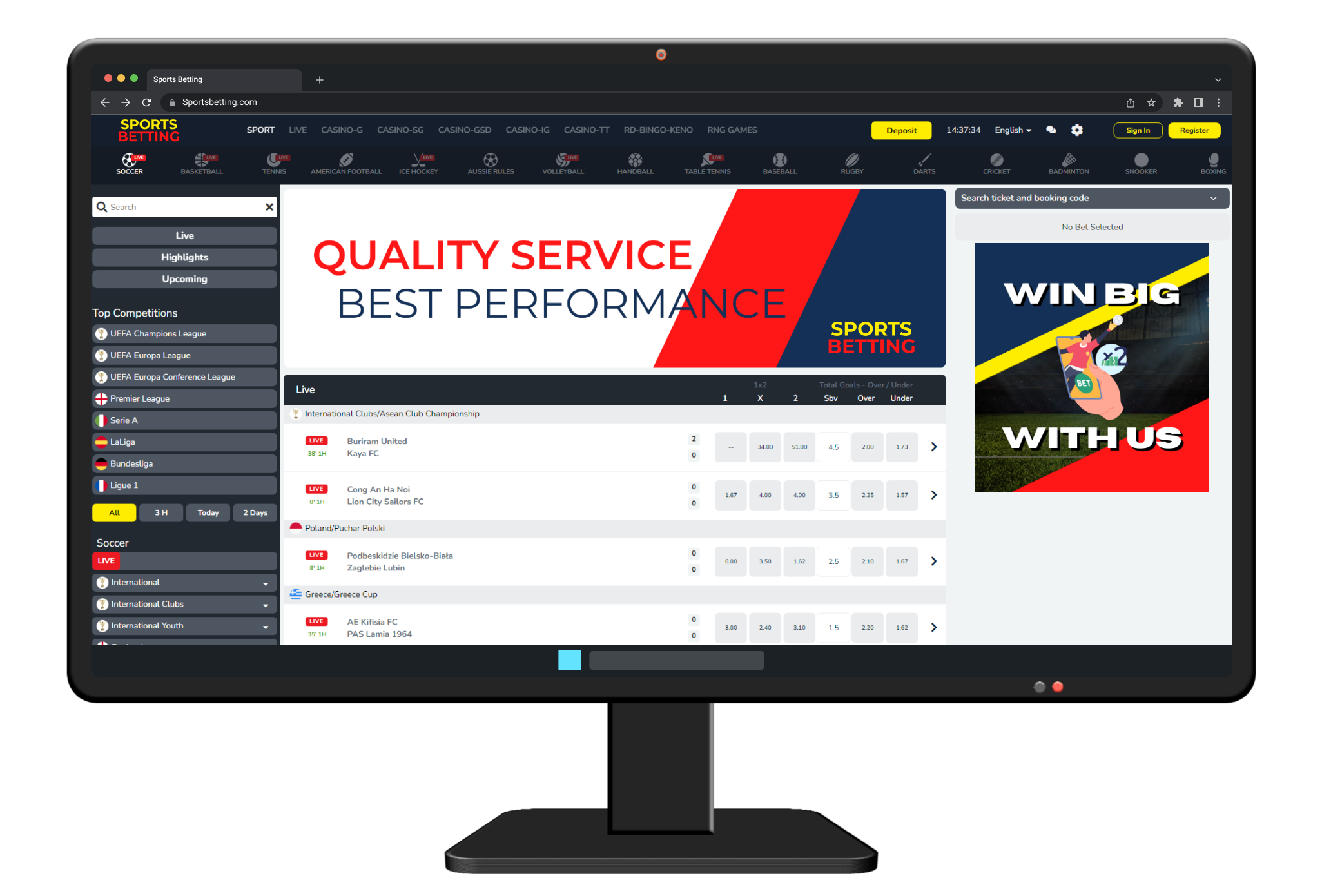 Desktop betting interface