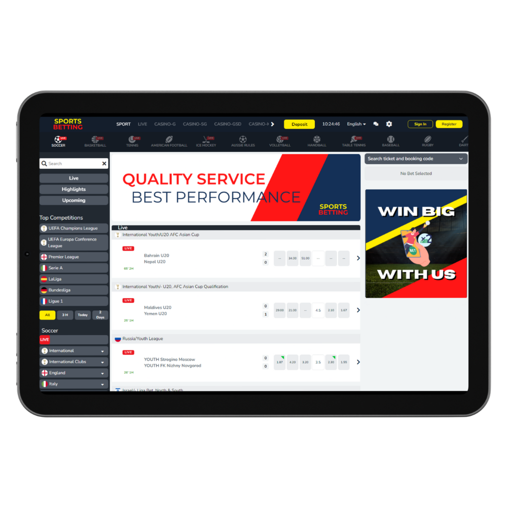 Tablet betting interface